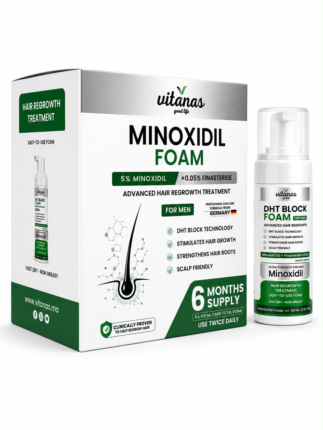 Vitanas Minoxidil Foam 5% + Finasteride 0.05%