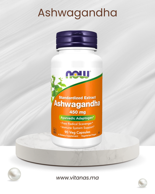 NOW Foods, Ashwagandha, Extrait standardisé, 450 mg, 90 capsules végétariennes